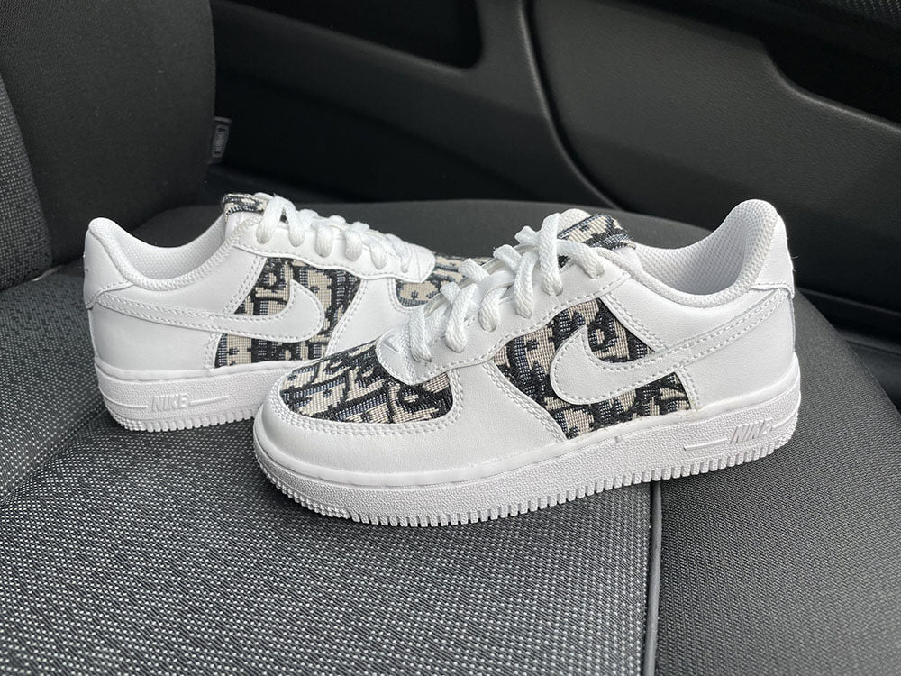Custom Air Force 1 White Black Dior Pattern