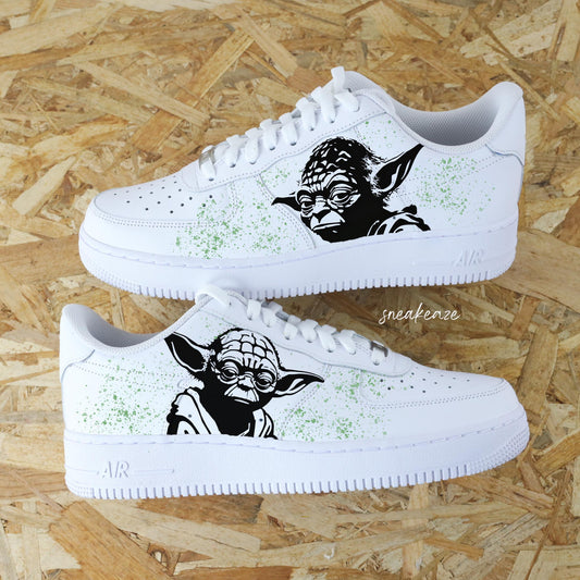 Custom Air Force 1 White Black Star Wars Yoda Pattern