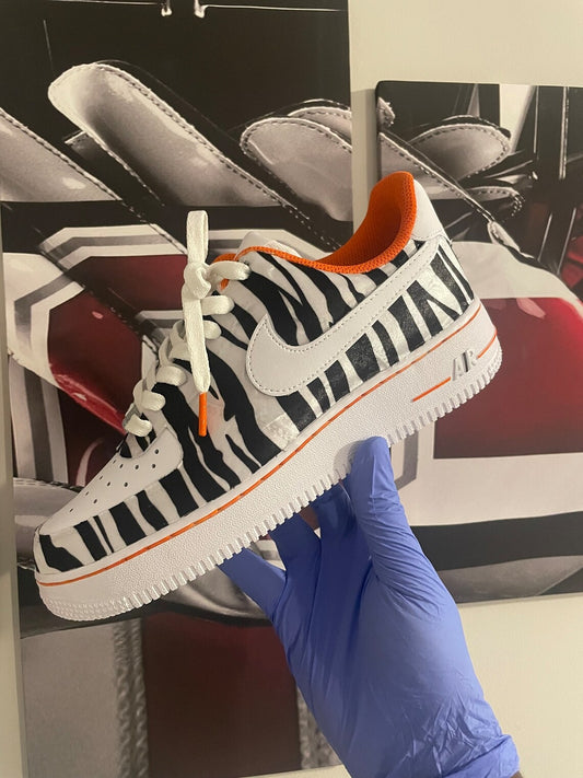 Custom Air Force 1 White Black Zebra Pattern