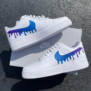 Custom Air Force 1 White Blue And Purple Drip