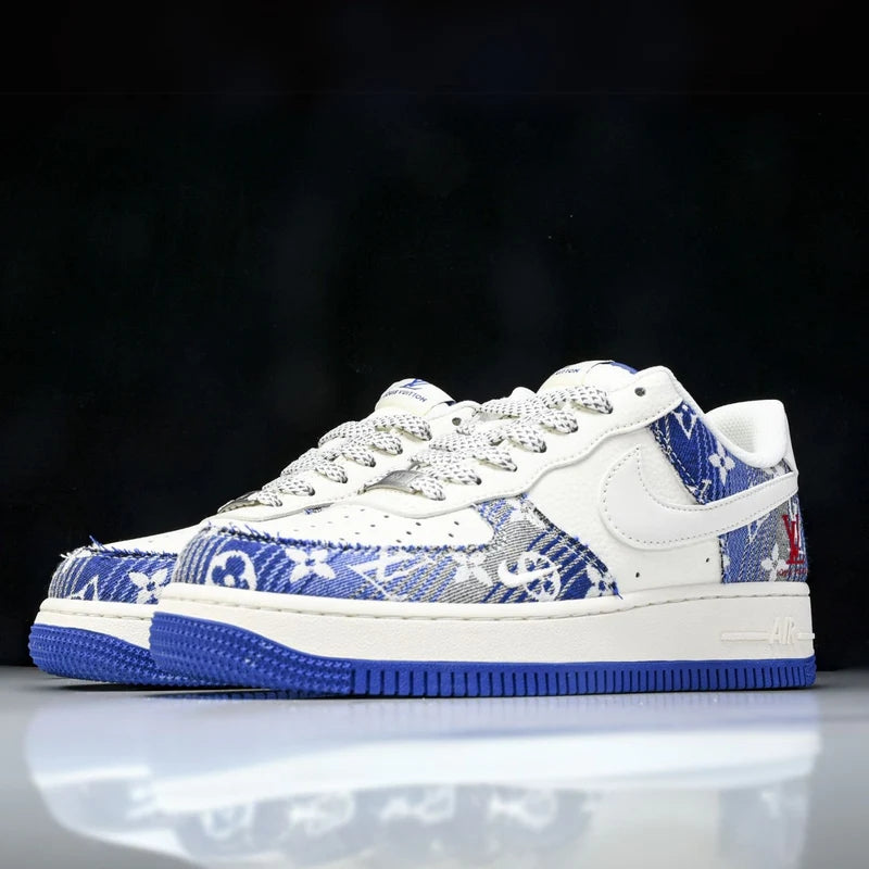 Custom Air Force 1 White Blue with LV Pattern