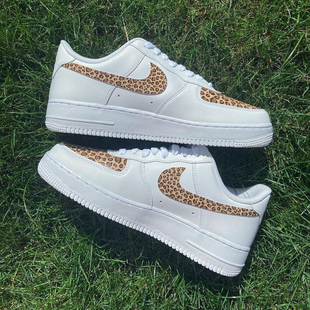 Custom Air Force 1 White Brown Leopard Print
