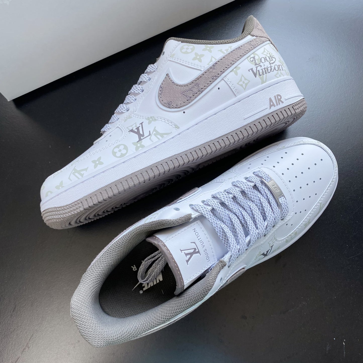 Custom Air Force 1 White Brown LV Pattern
