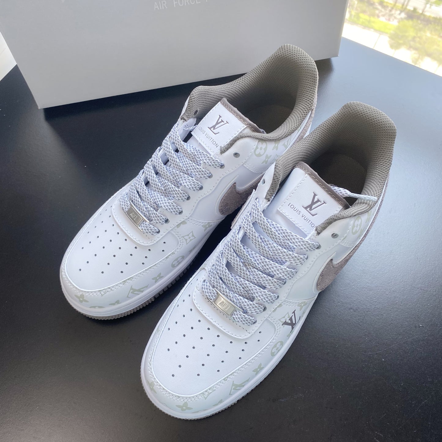 Custom Air Force 1 White Brown LV Pattern