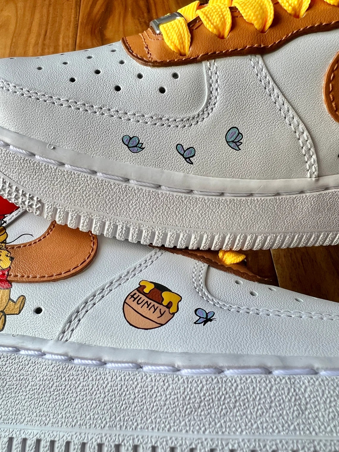 Custom Air Force 1 White Brown Winnie - the - Pooh Theme