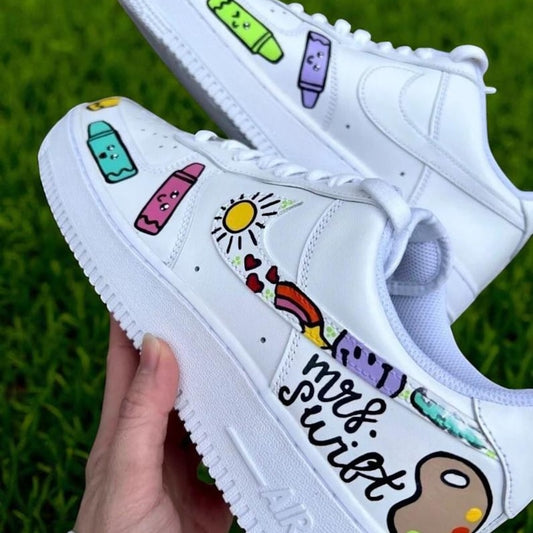 Custom Air Force 1 White Crayon Patterns