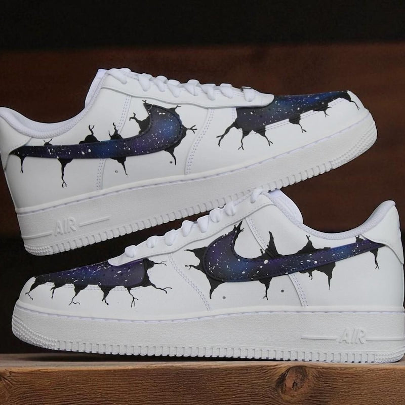 Custom Air Force 1 White Dark Purple Galaxy Pattern