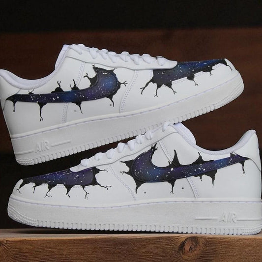 Custom Air Force 1 White Dark Purple Galaxy Pattern
