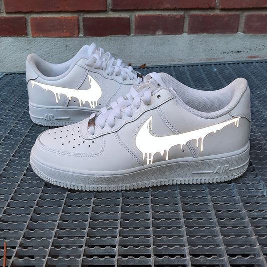 Custom Air Force 1 White Dripping Swoosh