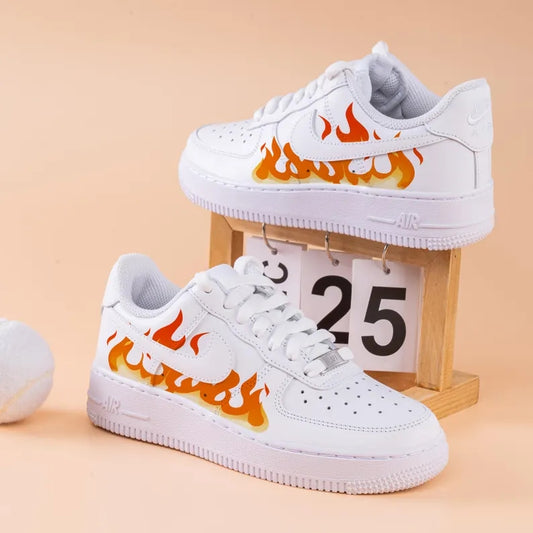 Custom Air Force 1 White Flame Design