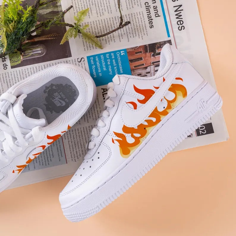 Custom Air Force 1 White Flame Design