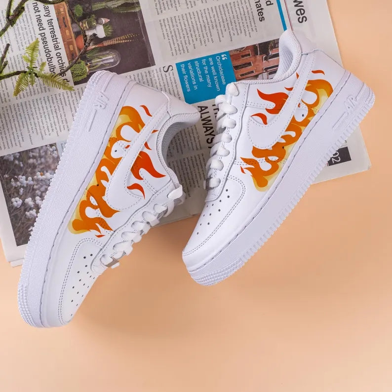 Custom Air Force 1 White Flame Design