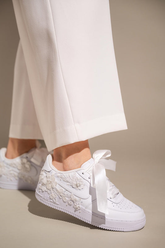 Custom Air Force 1 White Floral Embroidery