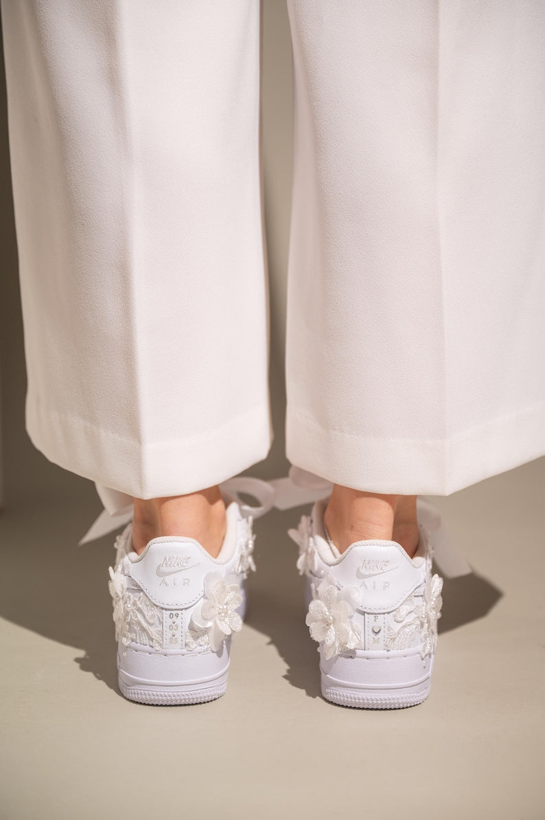 Custom Air Force 1 White Floral Embroidery