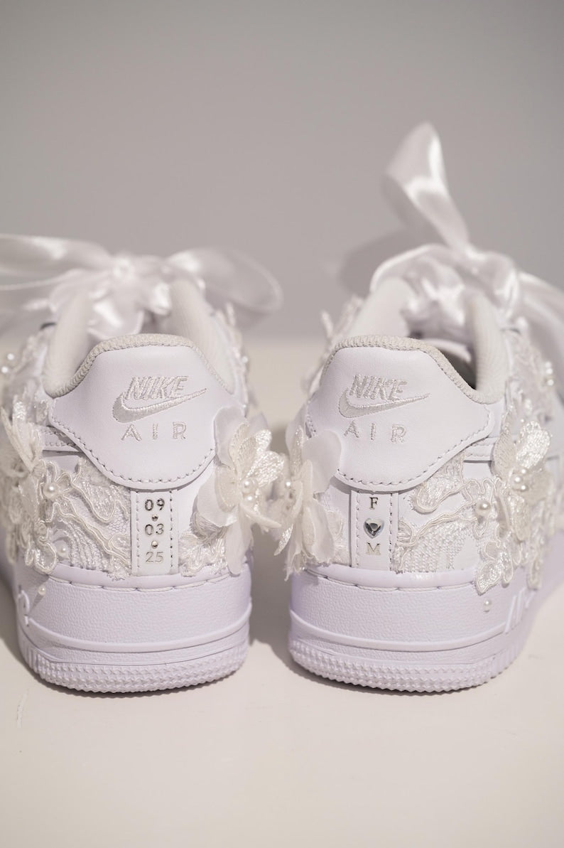 Custom Air Force 1 White Floral Embroidery