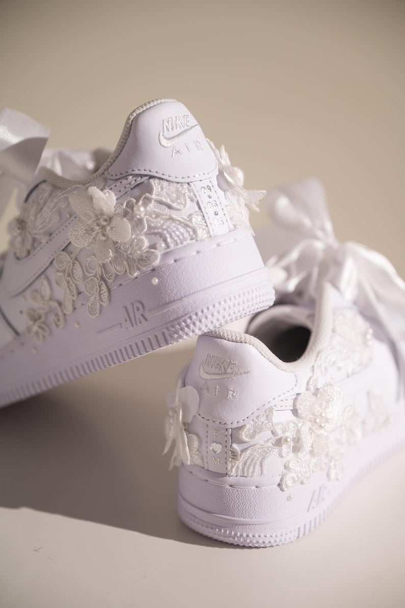 Custom Air Force 1 White Floral Embroidery
