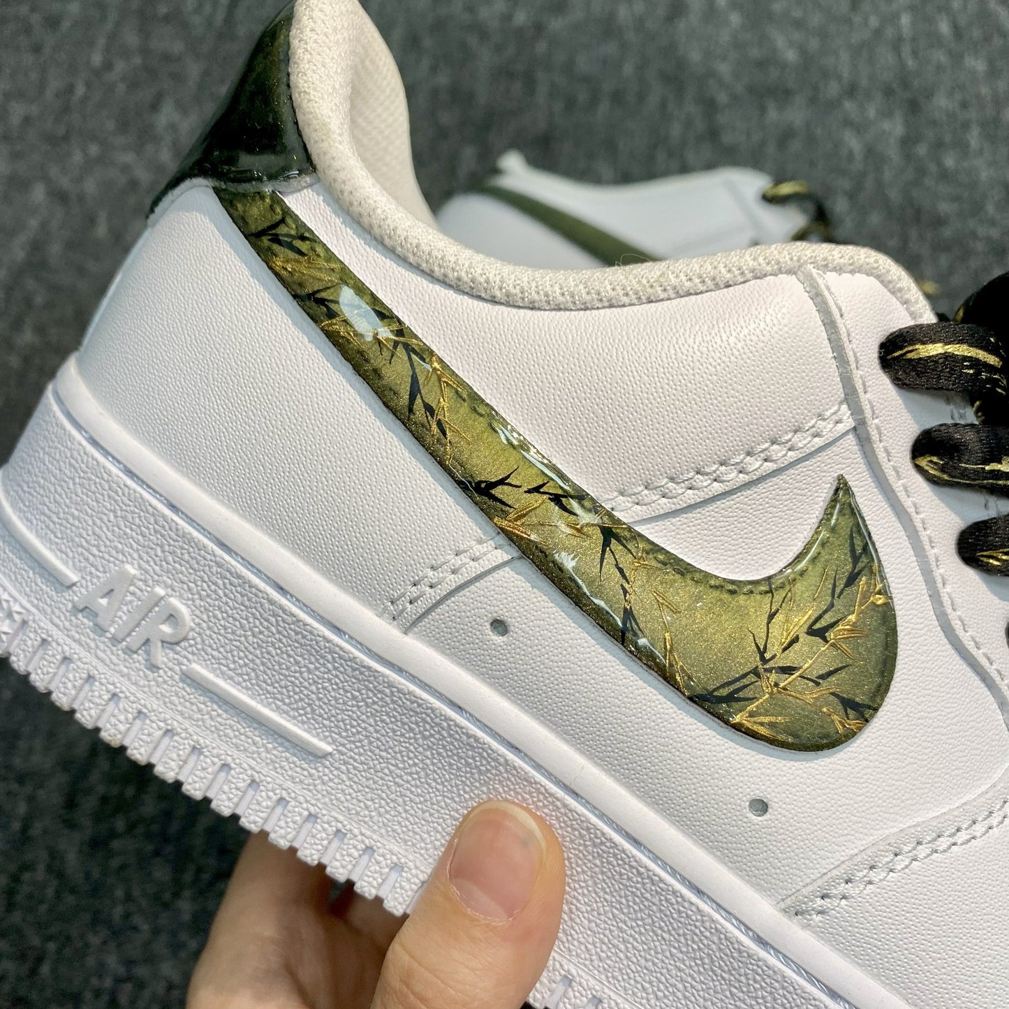 Custom Air Force 1 White Gold Bamboo - pattern