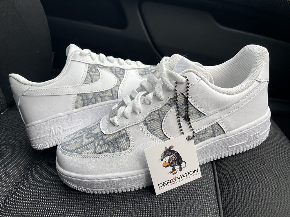 Custom Air Force 1 White Grey Dior Pattern