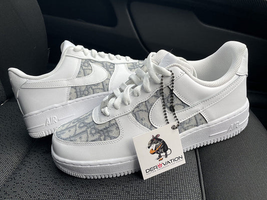 Custom Air Force 1 White Grey Dior Pattern