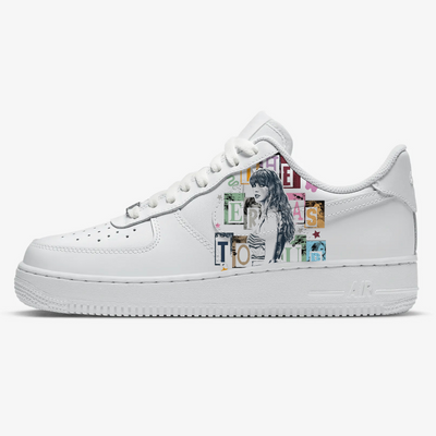 Custom Air Force 1 White Grey Taylor Swift Pattern