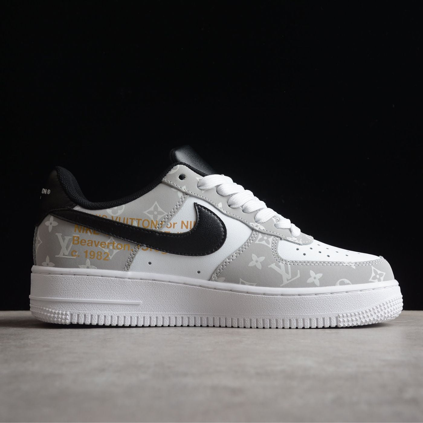 Custom Air Force 1 White Grey with LV Logo