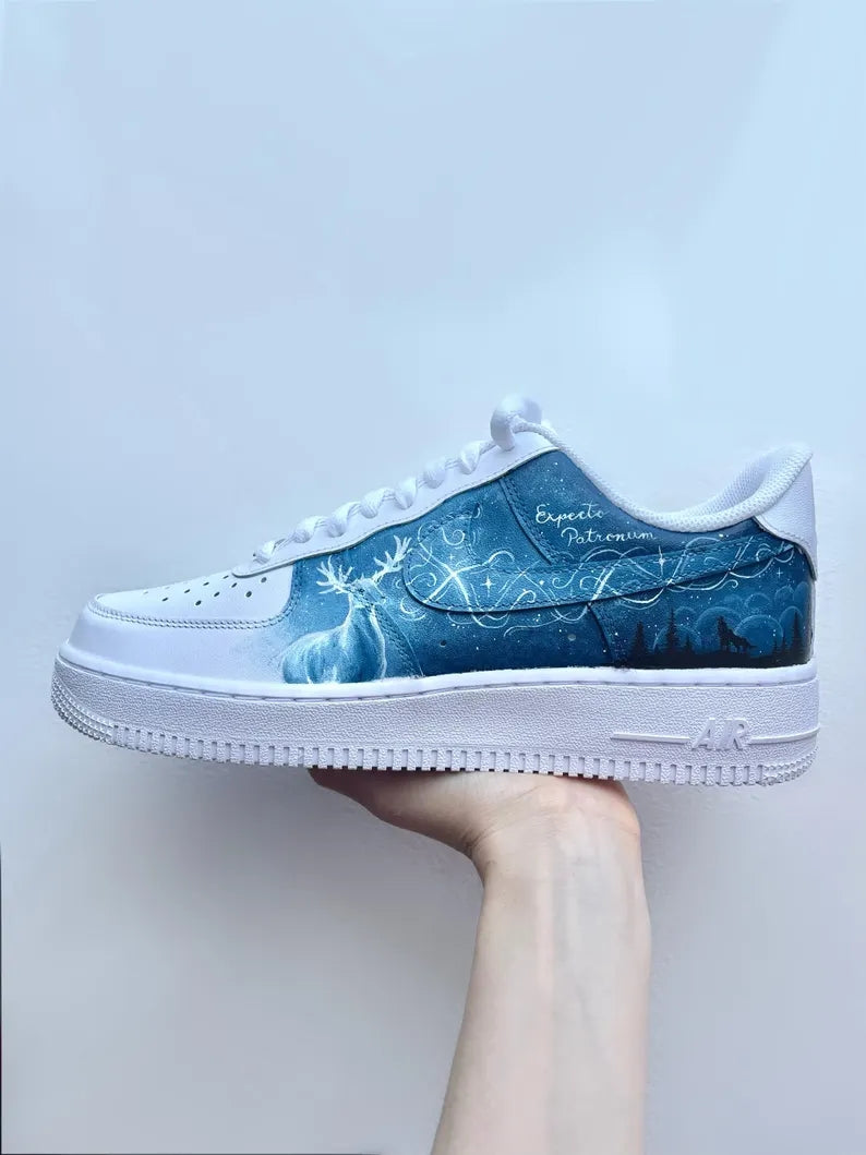 Custom Air Force 1 White Gryffindor Symbol Pattern