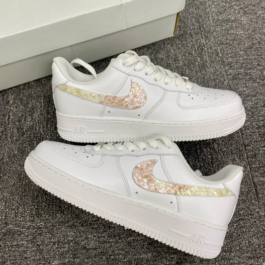 Custom Air Force 1 White Iridescent Shard Pattern