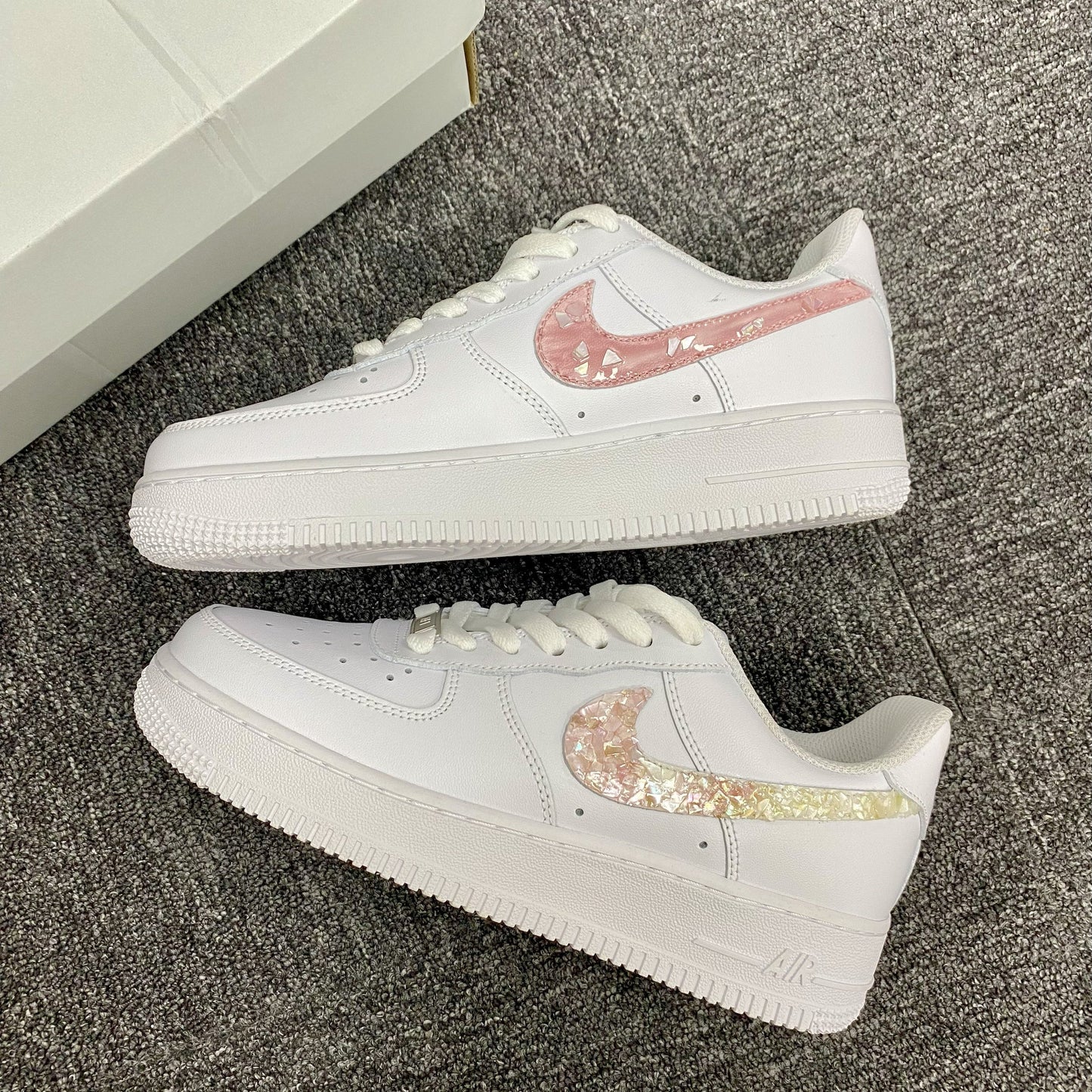 Custom Air Force 1 White Iridescent Shard Pattern
