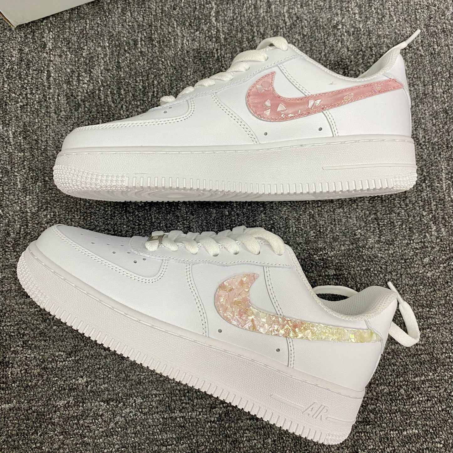 Custom Air Force 1 White Iridescent Shard Pattern