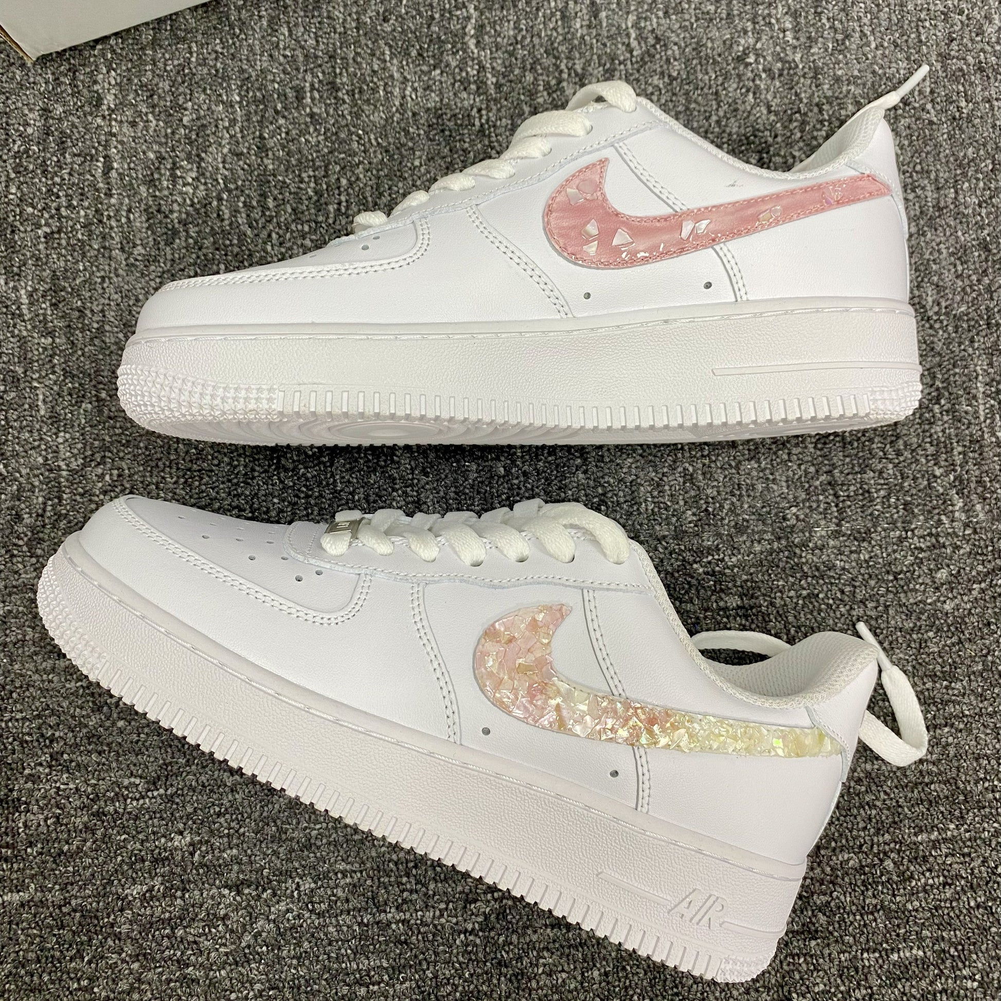 Custom Air Force 1 White Iridescent Shard Pattern