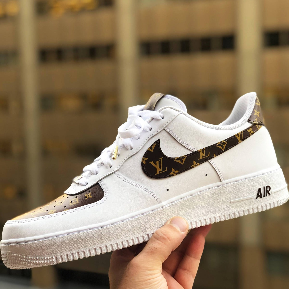 Custom Air Force 1 White Khaki LV Pattern