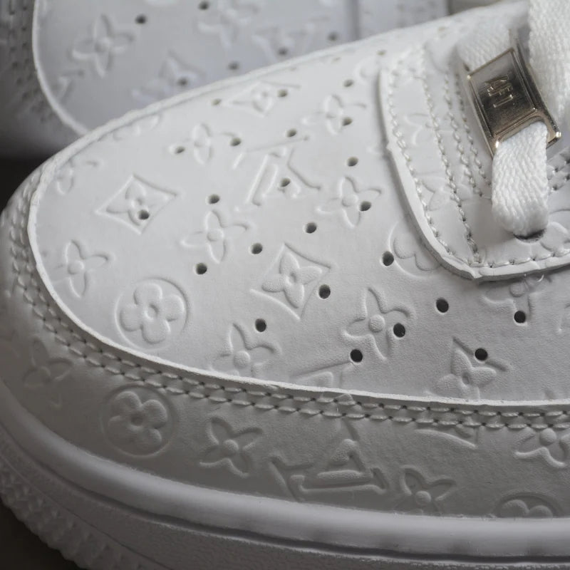 Custom Air Force 1 White LV Embossed Design