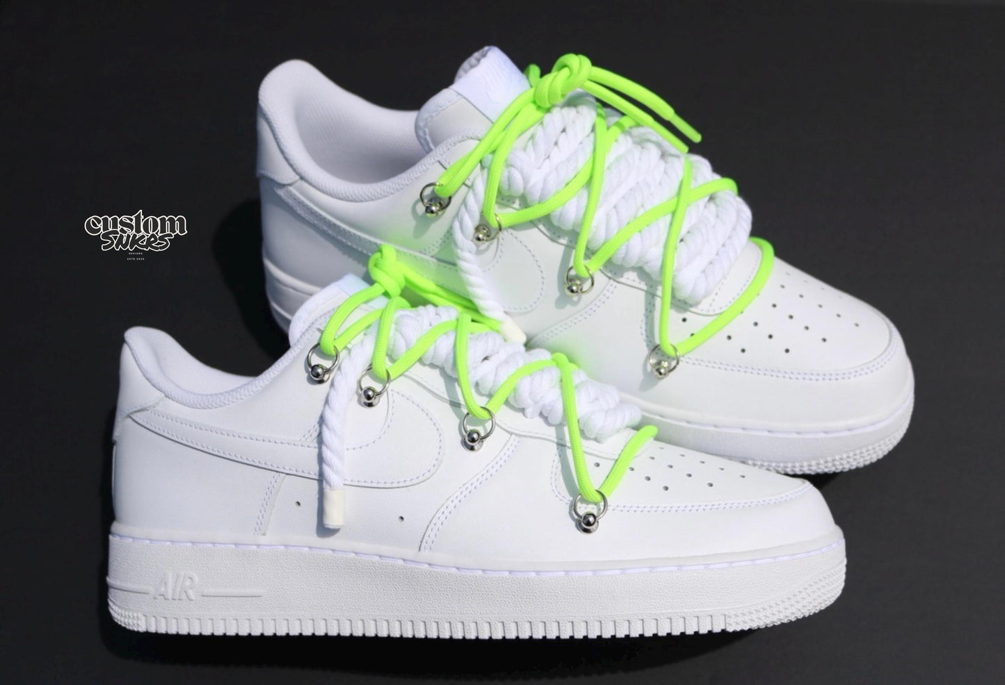 Custom Air Force 1 White Neon Green Laces