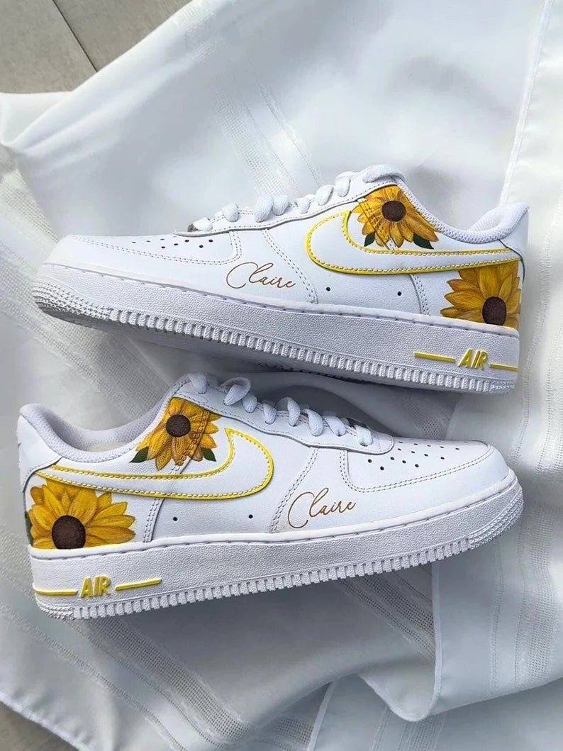 Custom Air Force 1 White Orange Sunflower