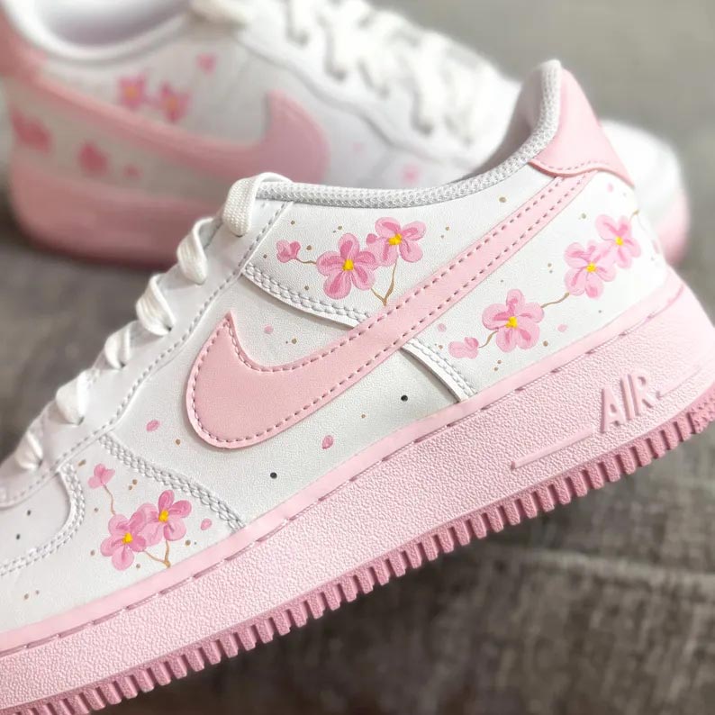 Custom Air Force 1 White Pink Floral