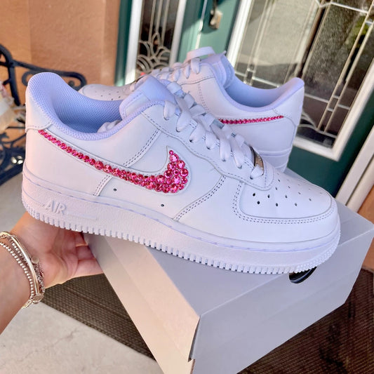 Custom Air Force 1 White Pink Rhinestones