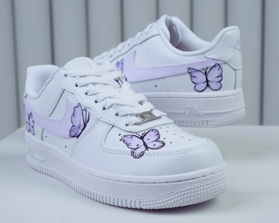 Custom Air Force 1 White Purple Butterflies