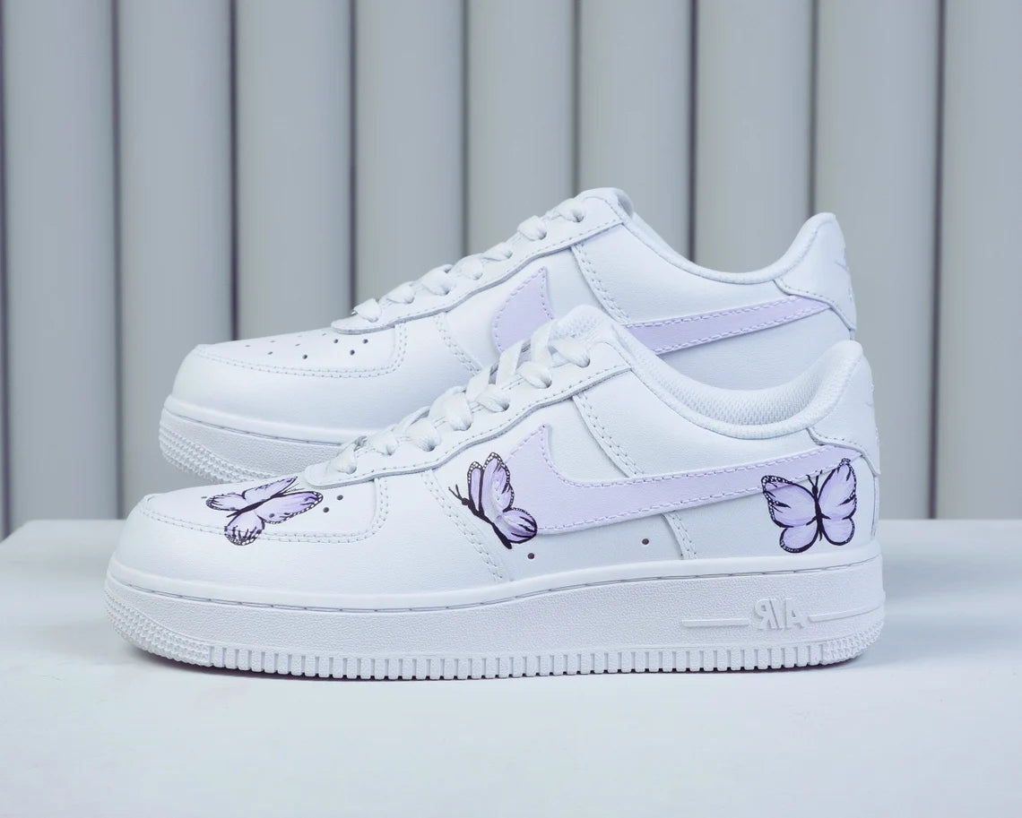 Custom Air Force 1 White Purple Butterflies