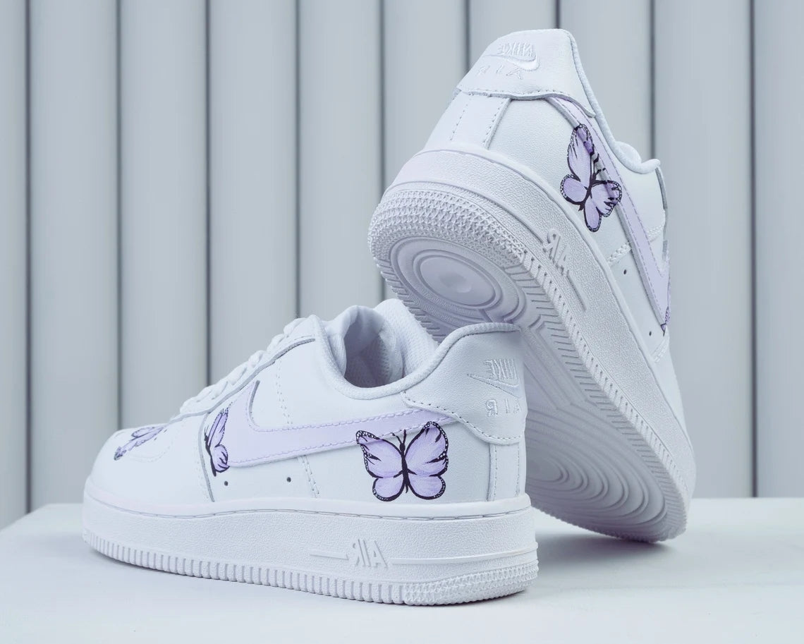 Custom Air Force 1 White Purple Butterflies