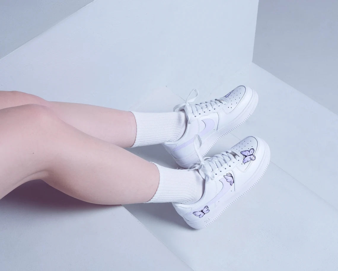 Custom Air Force 1 White Purple Butterflies