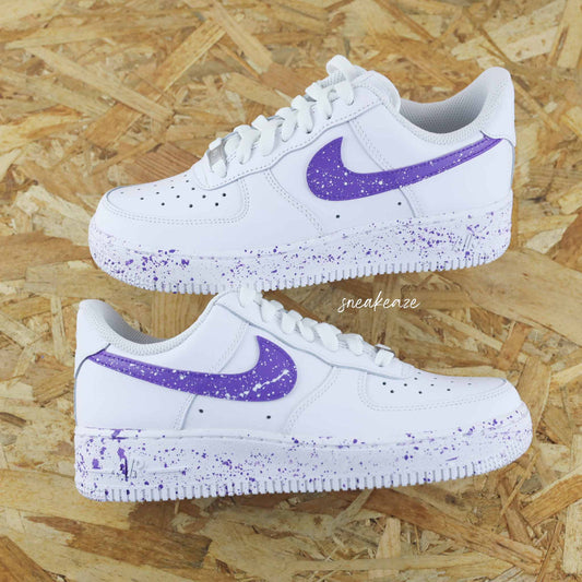 Custom Air Force 1 White Purple Splatter