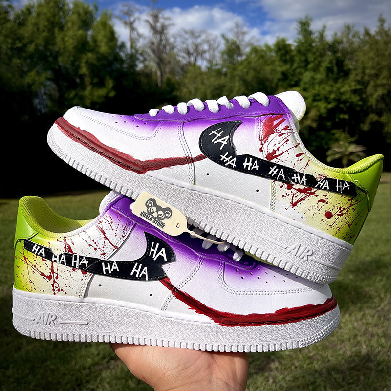 Custom Air Force 1 White Purple Yellow With Blood Splatter