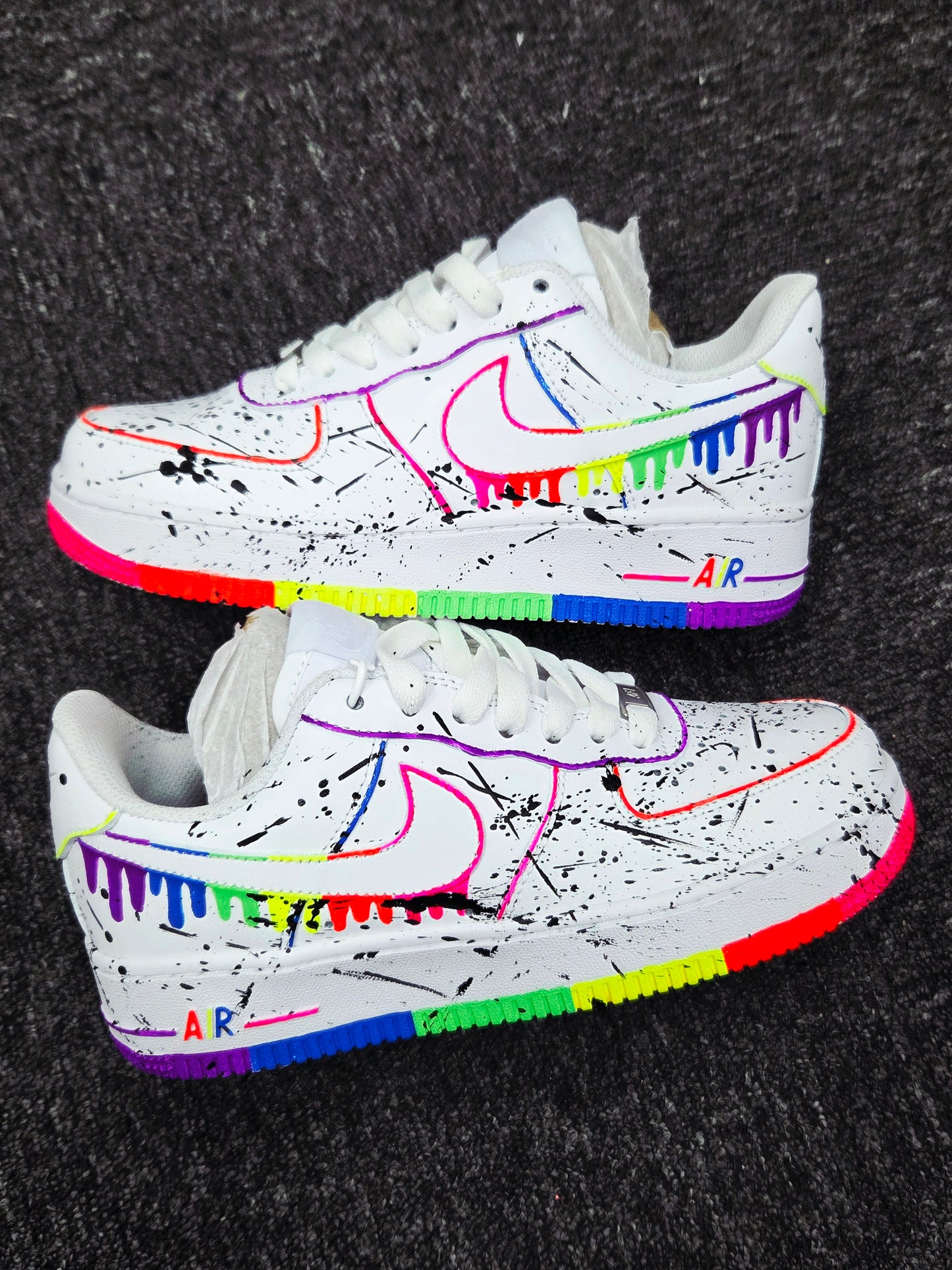Custom Air Force 1 White Rainbow Drip And Splatter