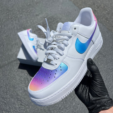 Custom Air Force 1 White Rainbow Ombre Design