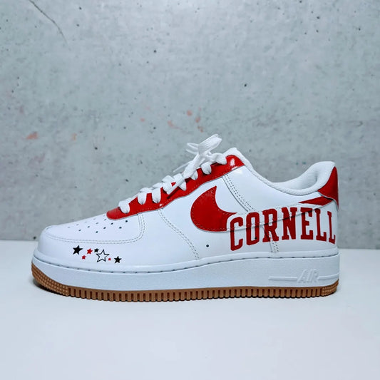 Custom Air Force 1 White Red Cornell Theme with Stars