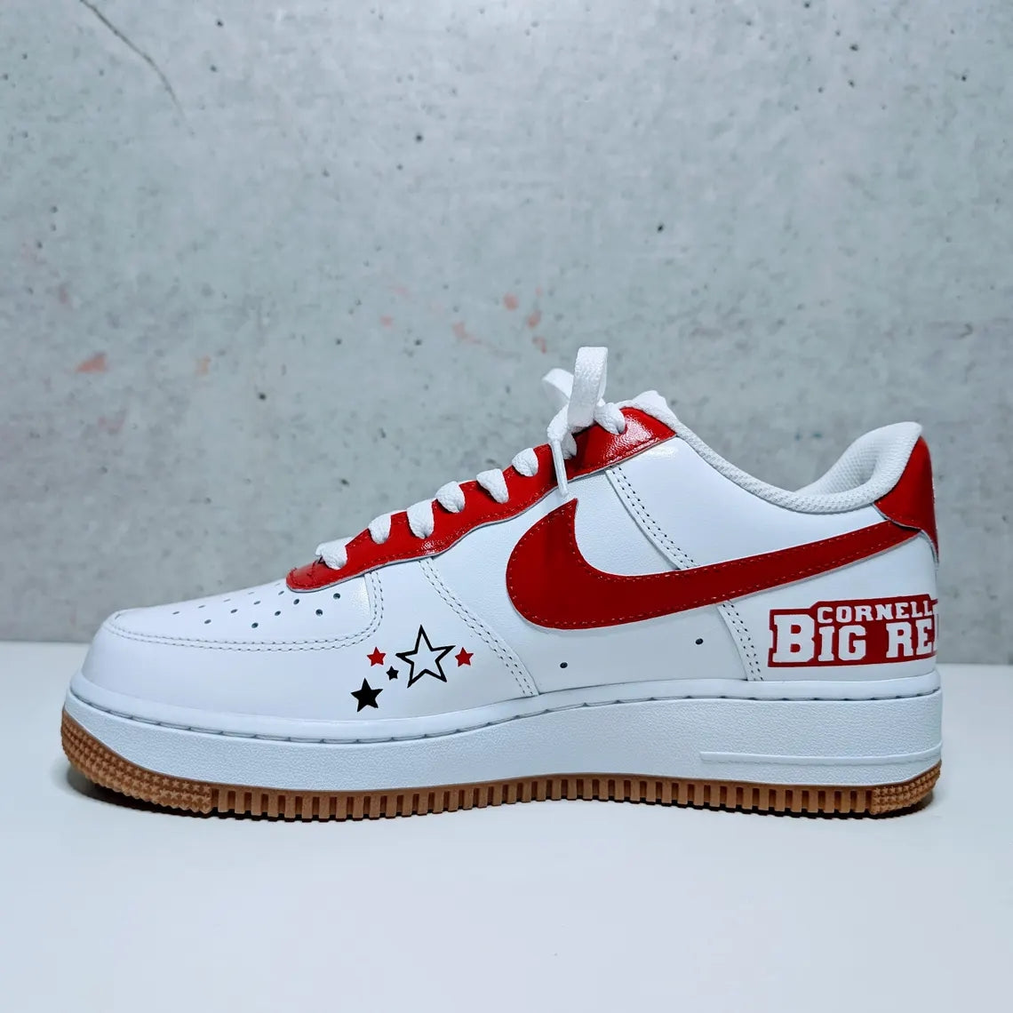 Custom Air Force 1 White Red Cornell Theme with Stars