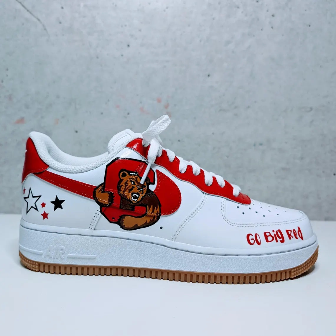 Custom Air Force 1 White Red Cornell Theme with Stars
