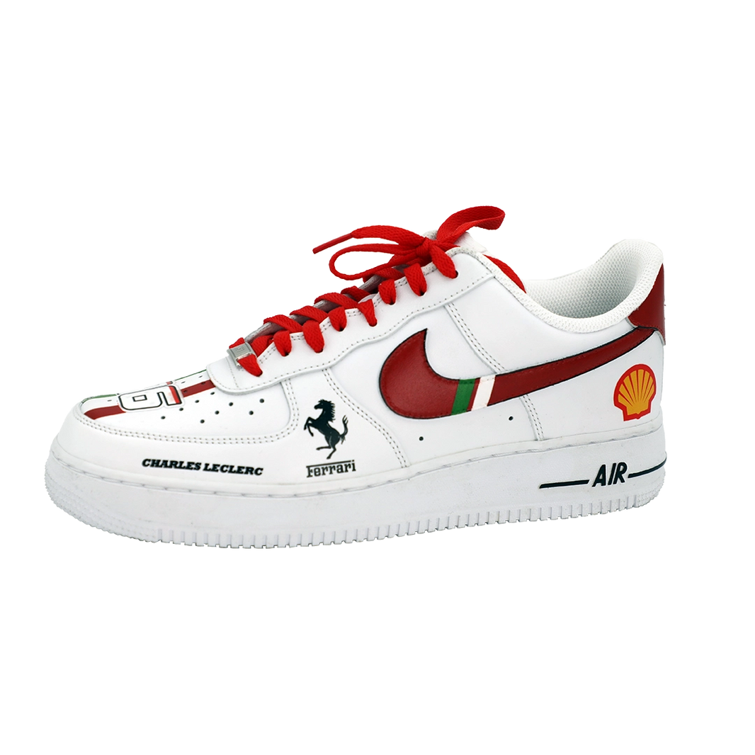 Custom Air Force 1 White Red Green Ferrari Themed