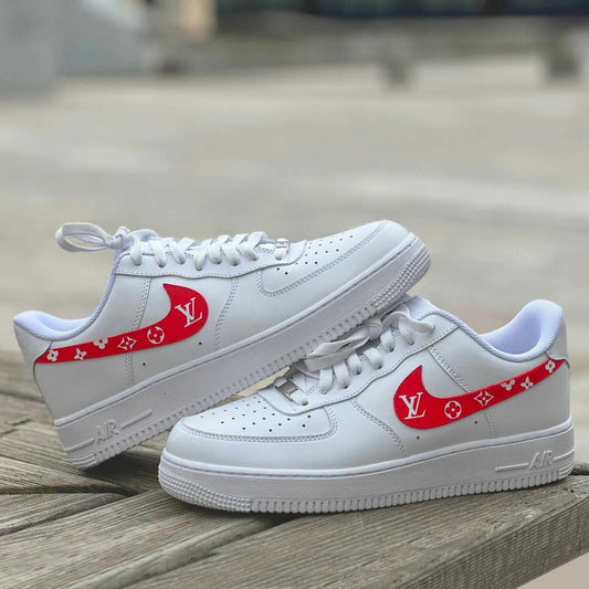 Custom Air Force 1 White Red LV Logo