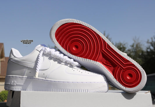 Custom Air Force 1 White Red Sole